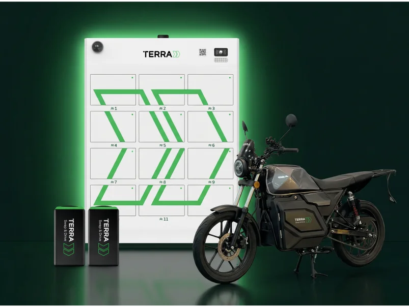 Terra BSS station with bike and batteries