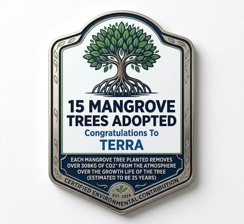 15 Mangrove Trees Adopted — Certified Environmental Contribution